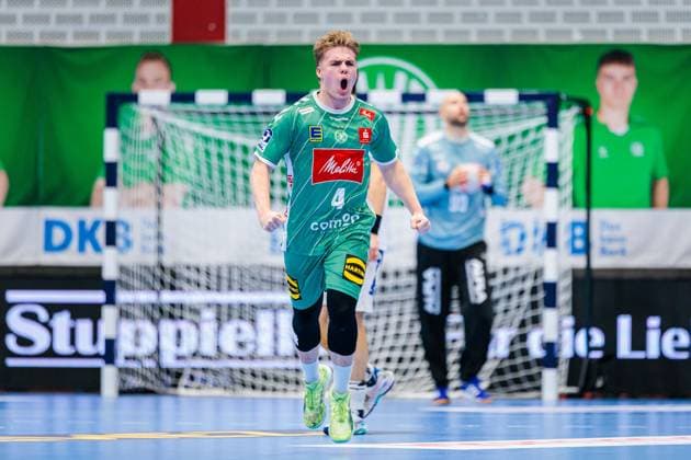 Jan Malte Diekmann GWD Minden, 04 cheers after scoring goal GER, GWD Minden vs TBV Lemgo Lippe, Handball, 1 Bundesliga, Matchday 7, Season 2025 2026, 04 10 2025 GER, GWD Minden vs TBV Lemgo Lippe, Handball, 1 Bundesliga, Matchday 7, Season 2025 2026, 04 10 2025 Luebbecke Copyright: xEibner-Pressefoto JanxRollingerx EP_JSK