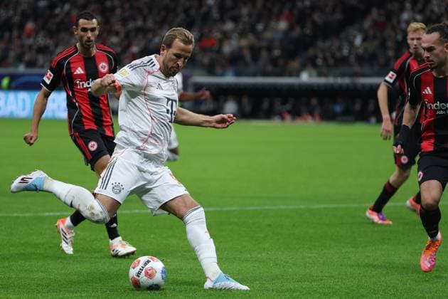Soccer 1 Bundesliga Eintracht Frankfurt FC Bayern Munich on 04 10 2025 at Deutsche Bank Park in Frankfurt Harry Kane Muenchen 9 MH