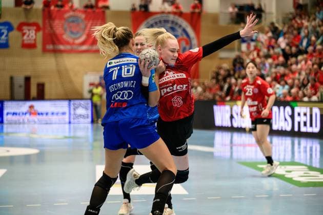 Paulina, Uscinowicz RL, Sport Union Neckarsulm, 78 , Johanna, Reichert Rueckraum, Thueringer HC, 29 GER, Thuringia, Thueringer HC vs Sport Union Neckarsulm, Alsco Handball Bundesliga Frauen, 1 Handballbundesliga Frauen, Handball, 4 Matchday, Season 2025 2026, 04 10 2025 GER, Thuringia, Thueringer HC vs Sport Union Neckarsulm, Alsco Handball Bundesliga Frauen, 1 Handballbundesliga Frauen, Handball, 4 Matchday, Season 2025 2026, 04 10 2025 Bad Langensalza Copyright: xEibner-Pressefoto MartinxHerbstx EP_MHT