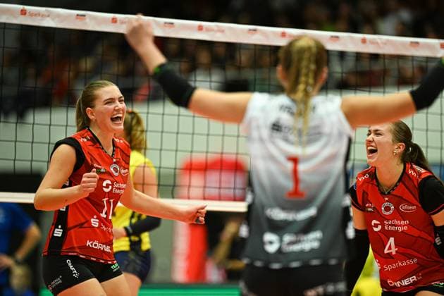 Amanda Siksna Dresdner SC, 11 Dresdner SC vs SSC Palmberg Schwerin, WT Energiesysteme Supercup, Volleyball Bundesliga Damen, Spielzeit 2025 2026, 04 10 2025 Dresdner SC vs SSC Palmberg Schwerin, WT Energiesysteme Supercup, Volleyball Bundesliga Damen, Spielzeit 2025 2026, 04 10 2025 Dresden Copyright: xEibner-Pressefoto xHoepnerx EP_PHR