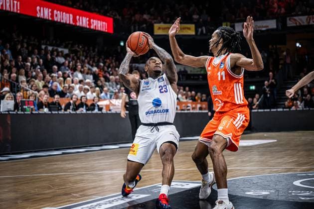 1 Basketball Bundesliga, easyCredit BBL, Season 2025 2026, Men, Main Round, Matchday 3, 04 10 2025, RASTA Vechta SYNTAINICS MBC Charles Callison 23 SYNTAINICS MBC in action Vechta RASTA Dome Lower Saxony Germany