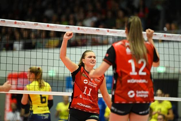 Amanda Siksna Dresdner SC, 11 Dresdner SC vs SSC Palmberg Schwerin, WT Energiesysteme Supercup, Volleyball Bundesliga Damen, Spielzeit 2025 2026, 04 10 2025 Dresdner SC vs SSC Palmberg Schwerin, WT Energiesysteme Supercup, Volleyball Bundesliga Damen, Spielzeit 2025 2026, 04 10 2025 Dresden Copyright: xEibner-Pressefoto xHoepnerx EP_PHR