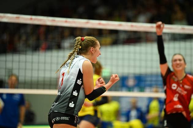 Patricia Nestler Dresdner SC, 1 Dresdner SC vs SSC Palmberg Schwerin, WT Energiesysteme Supercup, Volleyball Bundesliga Damen, Spielzeit 2025 2026, 04 10 2025 Dresdner SC vs SSC Palmberg Schwerin, WT Energiesysteme Supercup, Volleyball Bundesliga Damen, Spielzeit 2025 2026, 04 10 2025 Dresden Copyright: xEibner-Pressefoto xHoepnerx EP_PHR
