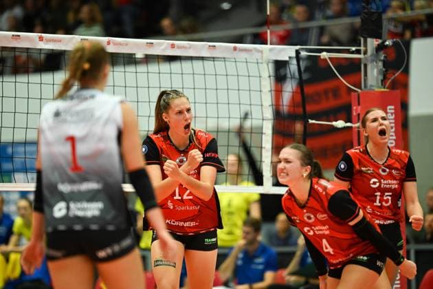 Mette Pfeffer Dresdner SC, 12 Dresdner SC vs SSC Palmberg Schwerin, WT Energiesysteme Supercup, Volleyball Bundesliga Damen, Spielzeit 2025 2026, 04 10 2025 Dresdner SC vs SSC Palmberg Schwerin, WT Energiesysteme Supercup, Volleyball Bundesliga Damen, Spielzeit 2025 2026, 04 10 2025 Dresden Copyright: xEibner-Pressefoto xHoepnerx EP_PHR