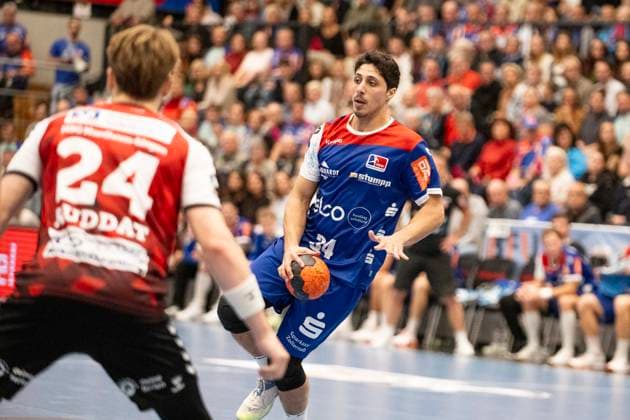 Yonatan Dayan, HBW Balingen Weilstetten, 34 , HBW Balingen Weilstetten vs HSG Nordhorn Lingen, Handball, 2 Bundesliga, Matchday 6, Season 2025 2026, 04 10 2025 Eibner Pressefoto Andreas Ulmer HBW Balingen Weilstetten vs HSG Nordhorn Lingen, Handball, 2 Bundesliga, Matchday 6, Season 2025 2026, 04 10 2025 Balingen Copyright: xEibner-Pressefoto AndreasxUlmerx EP_AUR