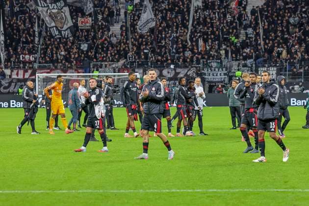 Eintracht Frankfurt after the match , Germany, Football, 1 Bundesliga, Matchday 6, 2025 2026, Eintracht Frankfurt vs FC Bayern Munich, 04 10 2025, Deutsche Bank Park, Frankfurt am Main, Germany Frankfurt am Main Deutsche Bank Park Hessen Germany Copyright: xGrantxHubbsx