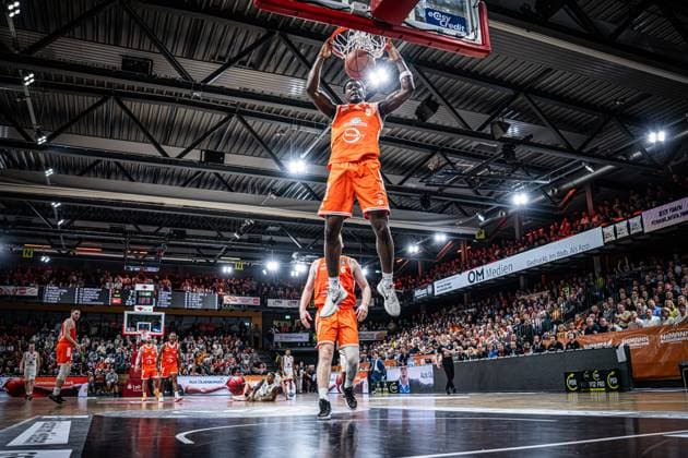 1 Basketball Bundesliga, easyCredit BBL, Season 2025 2026, Men, Main Round, Matchday 3, 04 10 2025, RASTA Vechta SYNTAINICS MBC TJ Bamba 5 RASTA Vechta at the Dunk Vechta RASTA Dome Lower Saxony Germany
