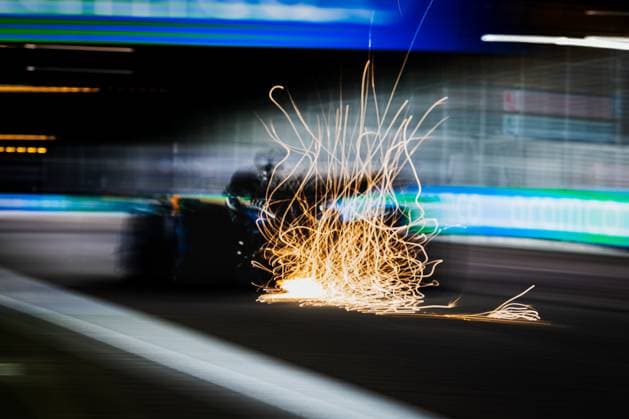 Marina Bay Street Circuit, Singapore, Singapore. 4.October.2025; George Russell of Great Britain and Mercedes-AMG PETRONAS F1 Team during qualifying Formula One Singapore Grand Prix  aflo_305889200