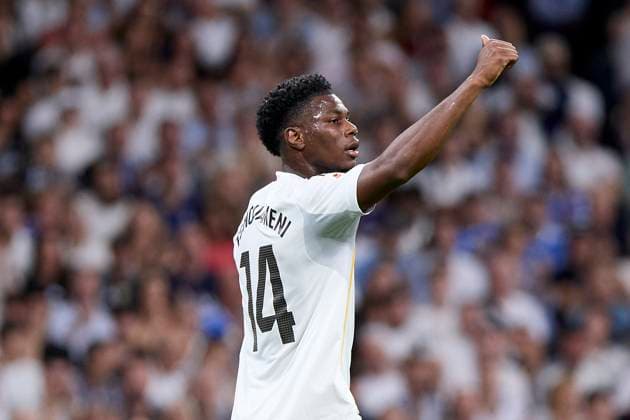 October 4, 2025, Madrid, Madrid, Spain: Aurelien Tchouameni of Real Madrid CF during La Liga football match between Real Madrid CF v Villareal CF at Santiago Bernabeu Stadium in Madrid, Spain, October 4, 2025 Madrid Spain - ZUMAa206 20251004_zsp_a206_046 Copyright: xRubenxAlbarranx