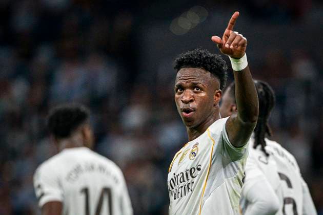 Real Madrid CF™s Vinicius Junior celebrates goal during La Liga match. October 4, 2025. (2025100432)