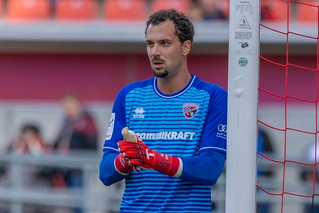 Ingolstadt, Germany 04 October 2025 3 Liga 2025 2026 FC Ingolstadt 04 vs SSV Ulm In the picture Goalkeeper Kai Eisele FCI DFB regulations prohibit any use of photographs as image sequences and or quasi video Audi Sportpark Bayern Copyright: xFotostandx xSchäferx