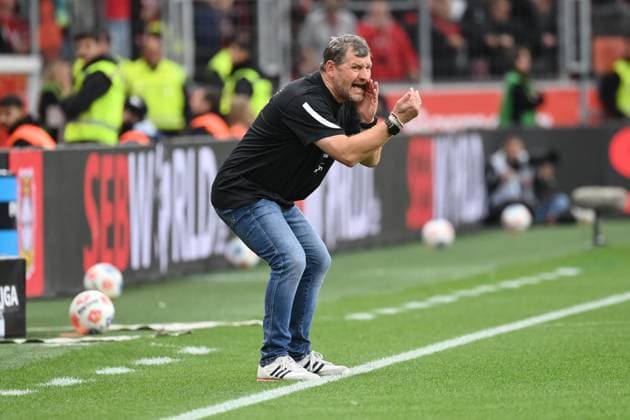 Coach Steffen Baumgart Union Berlin 04 10 2025, Football 1 Bundesliga, Season 2025 2026, Matchday 6, Bayer 04 Leverkusen Union Berlin 2 0 DFL regulations prohibit any use of photographs as image sequences and or quasi video Leverkusen BayArena Nordrhein Westfalen Germany Team2
