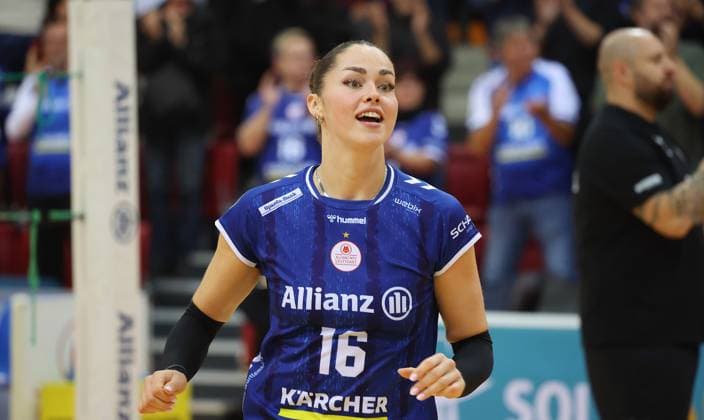 Stuttgart , Volleyball Hummel Cup Allianz MTV Stuttgart vs Viteos NUC Neuchatel , Mikala Mogensen Allianz