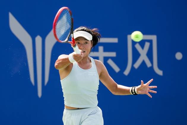 WUHAN, CHINA - OCTOBER 05: Wang Yafan of China returns a shot in the Women s Singles Qualifying second round match against Katerina Siniakova of Czech Republic on day 2 of 2025 Wuhan Open at Optics Valley International Tennis Center on October 5, 2025 in Wuhan, Hubei Province of China.  Copyright: xVCGx 111595174132