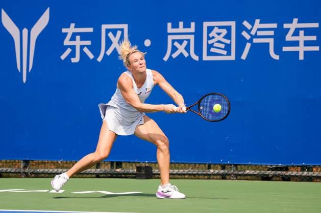 WUHAN, CHINA - OCTOBER 05: Katerina Siniakova of Czech Republic returns a shot in the Women s Singles Qualifying second round match against Wang Yafan of China on day 2 of 2025 Wuhan Open at Optics Valley International Tennis Center on October 5, 2025 in Wuhan, Hubei Province of China.  Copyright: xVCGx 111595174117