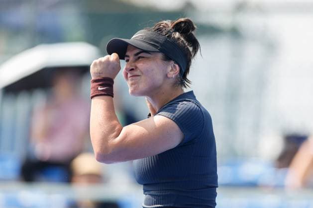WUHAN, CHINA - OCTOBER 05: Bianca Andreescu of Canada reacts in the Women s Singles Qualifying second round match against Anastasia Zakharova on day 2 of 2025 Wuhan Open at Optics Valley International Tennis Center on October 5, 2025 in Wuhan, Hubei Province of China.  Copyright: xVCGx 111595178882