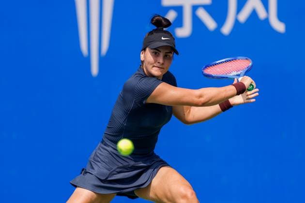 WUHAN, CHINA - OCTOBER 05: Bianca Andreescu of Canada returns a shot in the Women s Singles Qualifying second round match against Anastasia Zakharova on day 2 of 2025 Wuhan Open at Optics Valley International Tennis Center on October 5, 2025 in Wuhan, Hubei Province of China.  Copyright: xVCGx 111595178901