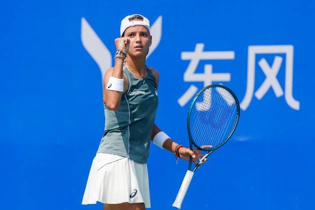 WUHAN, CHINA - OCTOBER 05: Emiliana Arango of Colombia reacts in the Women s Singles Qualifying second round match against Antonia Ruzic of Croatia on day 2 of 2025 Wuhan Open at Optics Valley International Tennis Center on October 5, 2025 in Wuhan, Hubei Province of China.  Copyright: xVCGx 111595182637