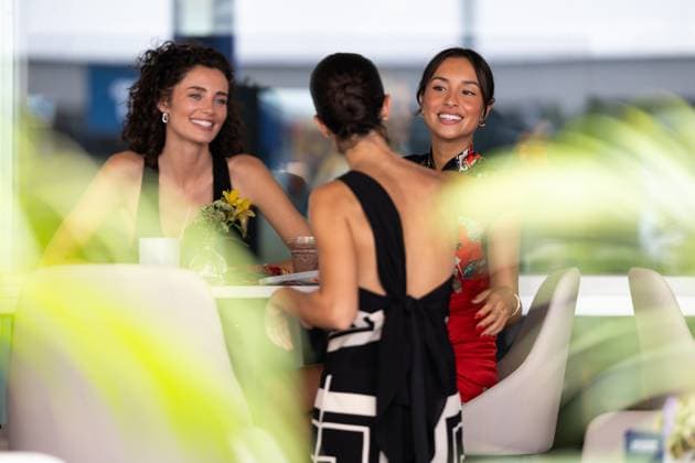 F1 - SINGAPORE GRAND PRIX 2025 DONALDSON Rebeca, Carlos Sainz girlfriend, Carmen Montero Mundt, girlfriend of RUSSELL George, Alexandra Saint Mleux, girlfriend of Charles Leclerc, portrait during the 2025 Formula 1 Singapore Grand Prix, 18th round of the 2025 FIA Formula One World Championship, WM, Weltmeisterschaft from October 3 to 5, 2025 on the Marina Bay Street Circuit, in Singapore - SingaporeSingapore Copyright: xDPPIx