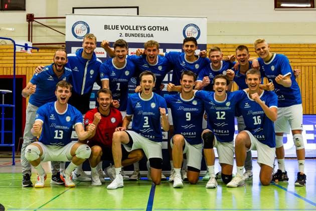04 10 2025, GER, Volleyball, 2 BL Maenner Sued, Season 2025 2026, Blue Volleys Gotha TSV 1860 Muehldorf a Inn 99867 Gotha Sporthalle Sportanlage Ernesti Thüringen Germany