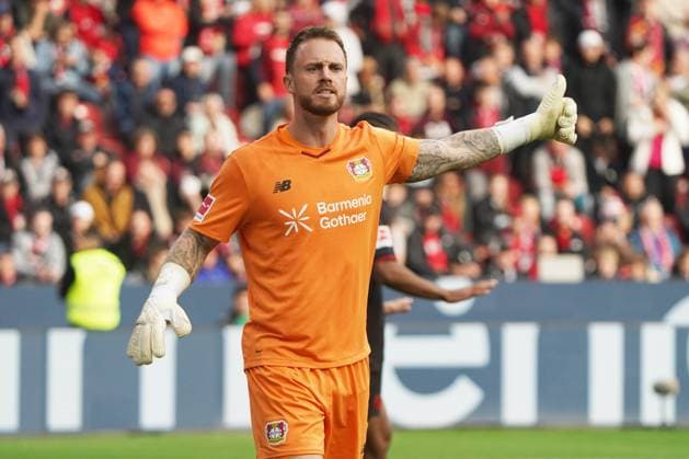 Soccer, 1 Bundesliga, Season 2025 2026, Bayer 04 Leverkusen 1 FC Union Berlin 04 10 2025, Bayarena Leverkusen Mark Flekken, TW Bayer 04 Leverkusen , Action, Single image