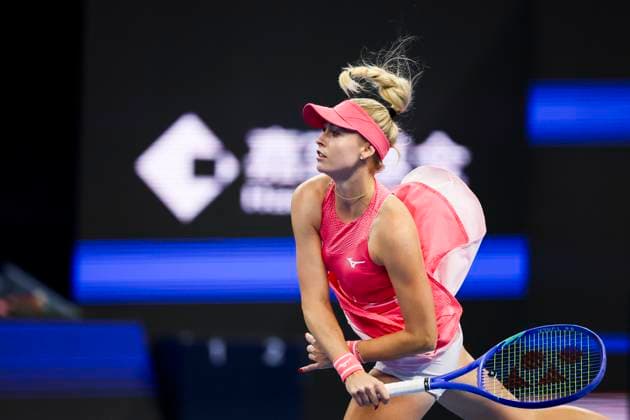 BEIJING, CHINA - OCTOBER 05: Miyu Kato (not in the picture) of Japan and Fanny Stollar of Hungary returns a shot in the Women s Doubles Final match against Sara Errani and Jasmine Paolini of Italy on day 14 of the 2025 China Open at the National Tennis Center on October 5, 2025 in Beijing, China.  Copyright: xVCGx 111595191283
