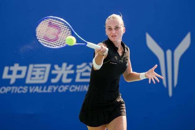 WUHAN, CHINA - OCTOBER 05: Polina Kudermetova returns a shot in the Women s Singles Qualifying second round match against Viktoriya Tomova of Bulgaria on day 2 of 2025 Wuhan Open at Optics Valley International Tennis Center on October 5, 2025 in Wuhan, Hubei Province of China.  Copyright: xVCGx 111595195960