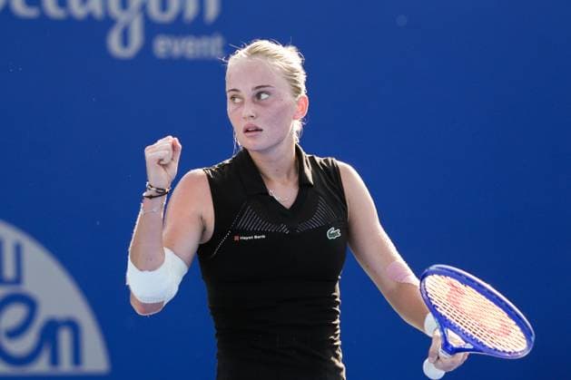 WUHAN, CHINA - OCTOBER 05: Polina Kudermetova reacts in the Women s Singles Qualifying second round match against Viktoriya Tomova of Bulgaria on day 2 of 2025 Wuhan Open at Optics Valley International Tennis Center on October 5, 2025 in Wuhan, Hubei Province of China.  Copyright: xVCGx 111595195975
