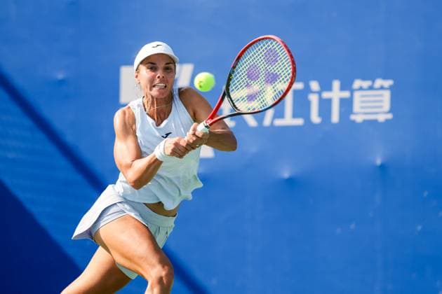 WUHAN, CHINA - OCTOBER 05: Viktoriya Tomova of Bulgaria returns a shot in the Women s Singles Qualifying second round match against Polina Kudermetova on day 2 of 2025 Wuhan Open at Optics Valley International Tennis Center on October 5, 2025 in Wuhan, Hubei Province of China.  Copyright: xVCGx 111595195967