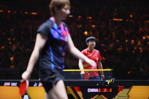 BEIJING, CHINA - OCTOBER 05: Sun Yingsha of China reacts in the Women s Singles Final match against Wang Manyu of China on day 11 of the WTT China Smash 2025 at Shougang Park on October 5, 2025 in Beijing, China.  Copyright: xVCGx 111595202675
