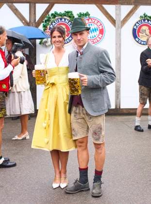 Lina Meyer, wife of Joshua Kimmich of Bayern München at the visit of the beer festival Oktoberfest of the football team FC BAYERN MÜNCHEN 1.German Football League on Sept 5, 2025 in Munich, Germany. Season 2025 2026, 1.Bundesliga, IMPORTANT: PUBLICATION ONLY IN GERMANY