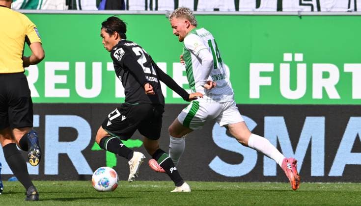 05 10 2025 Soccer Season 2025 2026 2 Soccer Bundesliga 08 Matchday SpVgg Greuther Fürth Kleeblatt Hannover 96 H96 Sportfoto Zink xwoxzix DFL regulations prohibit any use of photographs as image sequences and or quasi video only for editorial use Hayate Matsuda 27, Hannover 96 H96 Jomaine Consbruch 14, SpVgg Greuther Fürth
