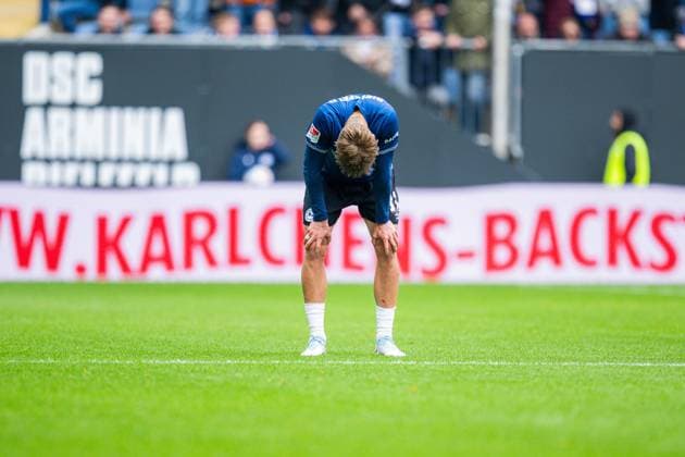 05 10 2025 Soccer, 2025 2026, 2 Bundesliga, 8 Matchday, DSC Arminia Bielefeld FC Schalke 04 Joel Grodowski Bielefeld DFL REGULATIONS PROHIBIT ANY USE OF PHOTOGRAPHS AS IMAGE SEQUENCES AND OR QUASI VIDEO