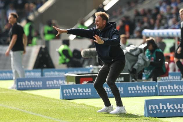 Coach Markus Fiedler 1 FC Magdeburg 2 Soccer Bundesliga Season 2025 2026 1 FC Magdeburg vs SV 07 Elversberg at the Avnet Arena in Magdeburg Soccer,Man,Men,Germany,05 10 2025