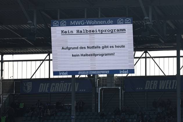 Due to an emergency there is no half-time program 2 Soccer Bundesliga Season 2025 2026 1 FC Magdeburg vs SV 07 Elversberg at the Avnet Arena in Magdeburg Soccer,Man,Men,Germany,05 10 2025