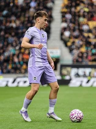 Brajan Gruda (8 Brighton) on the ball during the Premier League football match between Wolverhampton Wanderers and Brighton and Hove Albion at Molineux stadium in Wolverhampton, England Copyright: xNataliexMincher SPPx Sportspressphoto_SPR38413