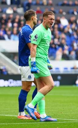 Jordan Pickford of Everton reacts Everton v Crystal Palace, Premier League, Football, Hill Dickinson Stadium, Liverpool, UK - 05 Oct 2025Liverpool Hill Dickinson Stadium United Kingdom EDITORIAL USE ONLY No use with unauthorised audio, video, data, fixture lists, club league logos or live services. Online in-match use limited to 120 images, no video emulation. No use in betting, games or single club league player publications. Copyright: xPaulxCurrie Shutterstockx 15515862bc