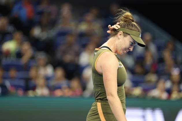 (251005) -- BEIJING, Oct. 5, 2025 -- Linda Noskova reacts during the women s singles final match between Amanda Anisimova of the United States and Linda Noskova of the Czech Republic at 2025 China Open tennis tournament in Beijing, China, Oct. 5, 2025. ) (SP)CHINA-BEIJING-TENNIS-CHINA OPEN-WOMEN S SINGLES-FINAL (CN) BaixXuefei 
