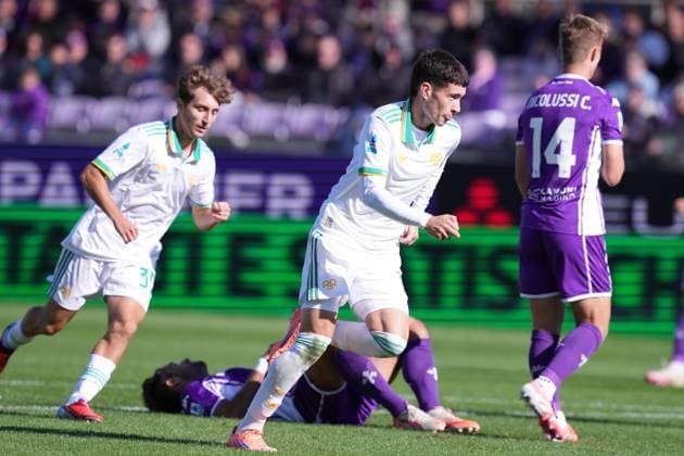 Roma™s Matias Soule celebrates after scoring during the Serie A EniLive soccer match between Fiorentina and Roma at the Artemio Franchi stadium in Florence, Italy - Sunday October 5, 2025 - Soccer ( Photo by Alfredo Falcone LaPresse )  Copyright: xAlfredoxFalcone LaPressex