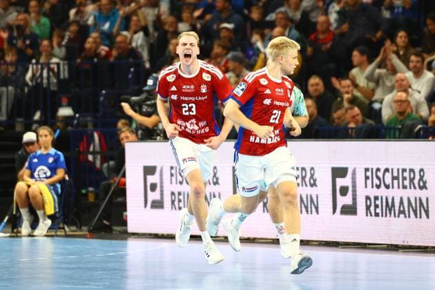 Handball I Men I Season 2025 2026 I Bundesliga I Matchday 7 I HSV Hamburg SC Magdeburg I 05 10 2025 Einar Thorsteinn Olafsson 23, HSV Hamburg celebrates after his goal Hamburg Barclaycard Arena Hamburg Germany Copyright: xLobeca RalfxHomburgx