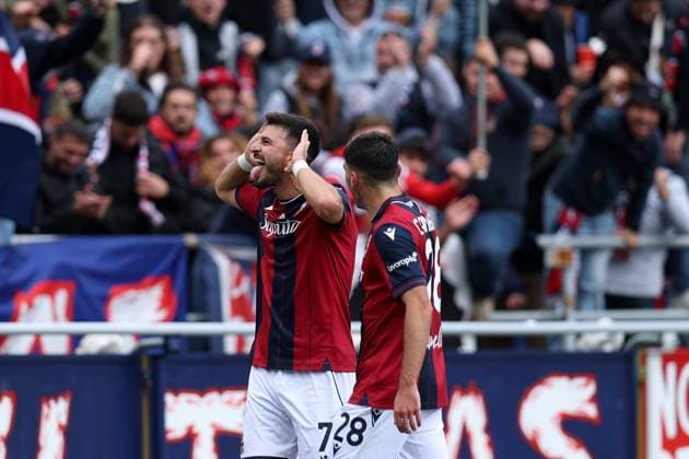Mf Bologna 05 10 2025 - campionato di calcio serie A Bologna-Pisa foto Michele Finessi Image nella foto: esultanza gol Riccardo Orsolini 