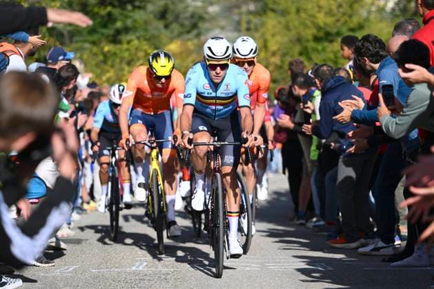 UEC 2025 Road European Championship, EM, Europameisterschaft Drome-Ardeche 05 10 2025 GUILHERAND-GRANGES, FRANCE - OCTOBER 05 : Meurisse Xandro (Belgium) during the Men Elite cycling road race of the 2025 UEC Road European Championship Drome-Ardeche 10th edition an UCI Continental Championships cycling race of 202.5 km with start in Privas and finish in Guilherand-Granges on October 5, 2025 in Guilherand-Granges, France, 05 10 2025 Guilherand-Granges France  Copyright: xVincentxKalutx