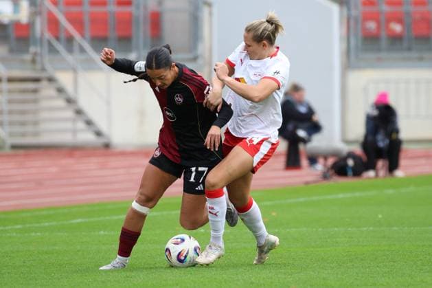 05 10 2025 Soccer season 2025 2026 1 Google Pixel Women Bundesliga 05 Matchday 1 FC Nürnberg FCN Club Clubfrauen RB Leipzig Sportfoto Zink DCDE xdcxdex Selma Licina 17, 1 FC Nürnberg FCN , Marleen Schimmer 14, RB Leipzig