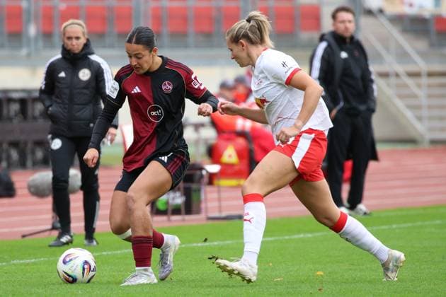 05 10 2025 Soccer season 2025 2026 1 Google Pixel Women Bundesliga 05 Matchday 1 FC Nürnberg FCN Club Clubfrauen RB Leipzig Sportfoto Zink DCDE xdcxdex Selma Licina 17, 1 FC Nürnberg FCN , Marleen Schimmer 14, RB Leipzig