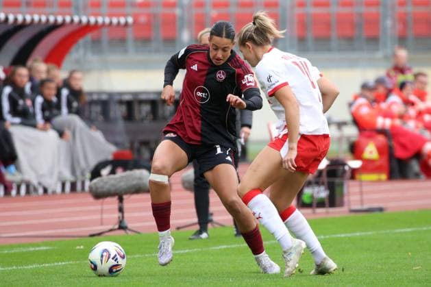 05 10 2025 Soccer season 2025 2026 1 Google Pixel Women Bundesliga 05 Matchday 1 FC Nürnberg FCN Club Clubfrauen RB Leipzig Sportfoto Zink DCDE xdcxdex Selma Licina 17, 1 FC Nürnberg FCN , Marleen Schimmer 14, RB Leipzig