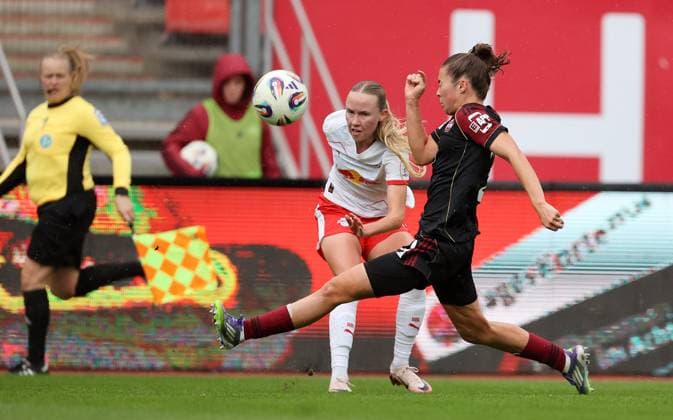 Tor 0-1 Lipezig Dudek Nikoline , 1.FC Nürnberg-RB Leipzig , Google Pixel Frauen-Bundesliga , Fußball , in den Max Morlock Stadion, in Nürnberg , Bayern, Deutschland. Oktober 05, 2025 . Photo by: Davide Elias IPA Photo Pressefoto DENL Copyright: xDavidexEliasx