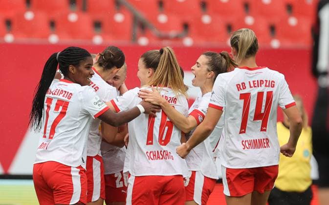 Dudek Nikoline Torjubel 0-1 1.FC Nürnberg-RB Leipzig , Google Pixel Frauen-Bundesliga , Fußball , in den Max Morlock Stadion, in Nürnberg , Bayern, Deutschland. Oktober 05, 2025 . Photo by: Davide Elias IPA Photo Pressefoto DENL Copyright: xDavidexEliasx