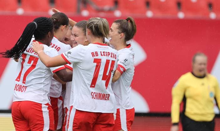 Dudek Nikoline Torjubel 0-1 1.FC Nürnberg-RB Leipzig , Google Pixel Frauen-Bundesliga , Fußball , in den Max Morlock Stadion, in Nürnberg , Bayern, Deutschland. Oktober 05, 2025 . Photo by: Davide Elias IPA Photo Pressefoto DENL Copyright: xDavidexEliasx