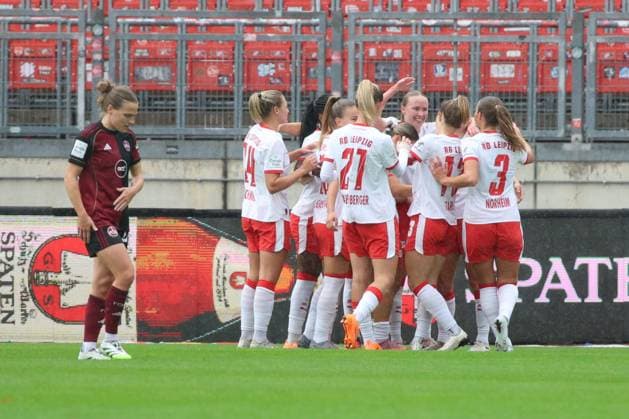 05 10 2025 Soccer season 2025 2026 1 Google Pixel Women Bundesliga 05 Matchday 1 FC Nuremberg FCN Club Clubfrauen RB Leipzig Sportfoto Zink DCDE xdcxdex Goal jubilation joy