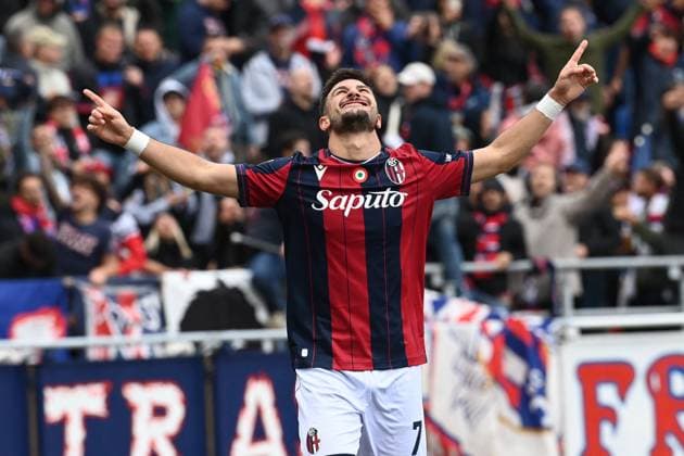 CALCIO - Serie A - Bologna FC vs Pisa SC Riccardo Orsolini (Bologna Fc) celebrating his goal during Bologna FC vs Pisa SC, Italian soccer Serie A match in Bologna, Italy, October 05 2025 Bologna Italy  Copyright: xIPAxSport ABACAx